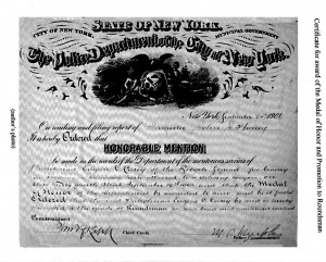 1901 Eugene Casey Bicycle Squad Honorable Mention Certificate Runaway