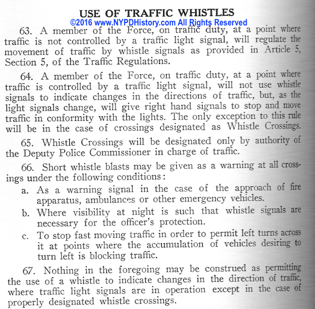 1940 Rules & Regs - Traffic Whistles